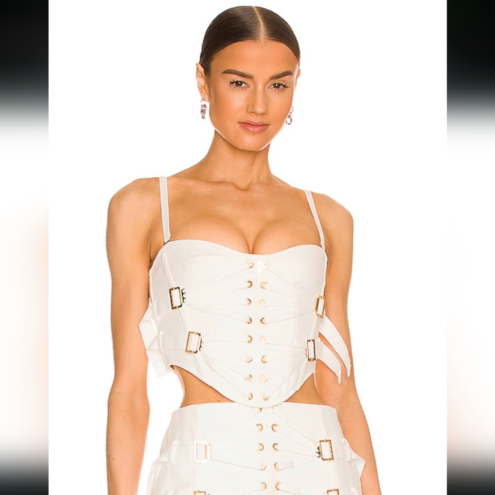 [NWT] Dion Lee White Gold Hardware Corset Strappy Laced Slider Bustier Top Sz 2 - Picture 2 of 12